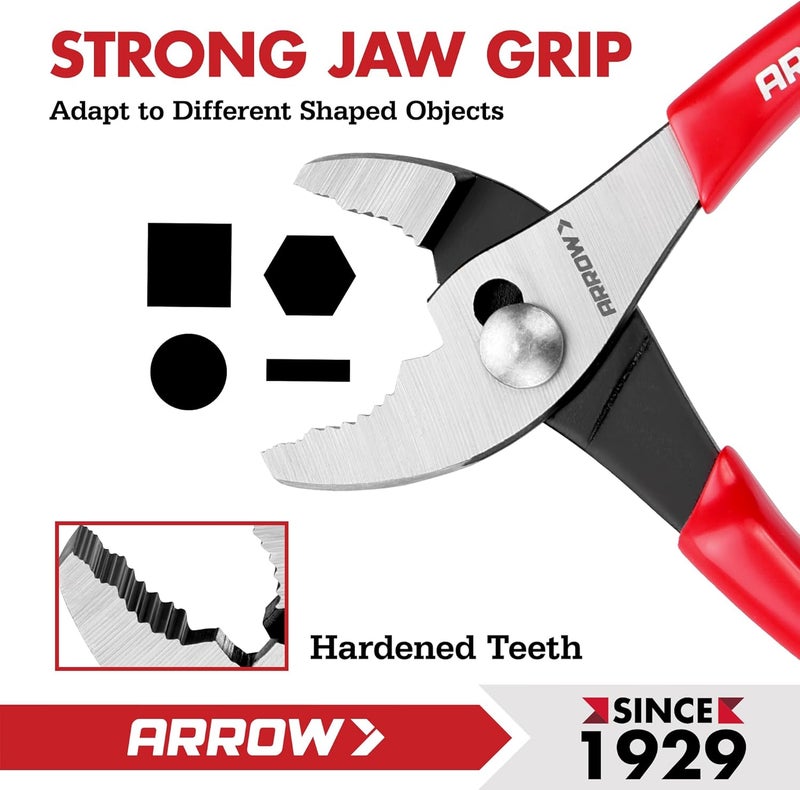 Arrow Fastener ARROW 6" Slip Joint Pliers, Small Pliers with Thick Dip-Grip Handle, High Carbon Steel, Strong Grip Jaws, Pliers Tool for Gripping, Loosening Nuts and Bolts, Cutting Steel Wire - Image 3